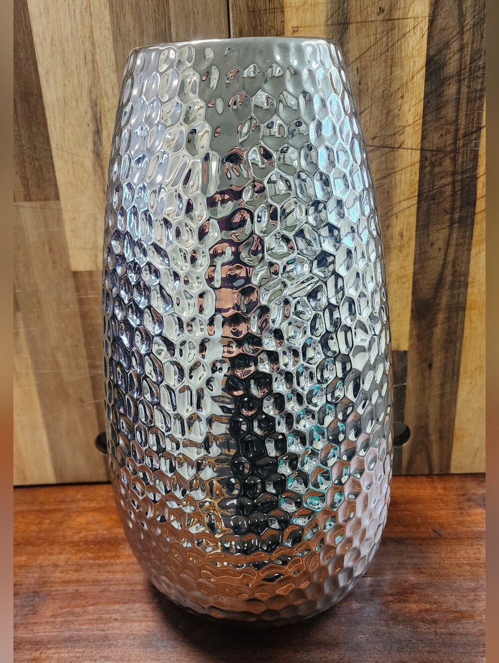 Beautiful Textured Silvertone Vase